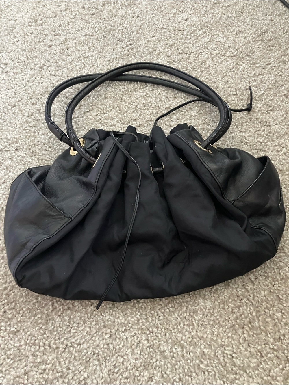 Kate spade black nylon bucket bag drawstring